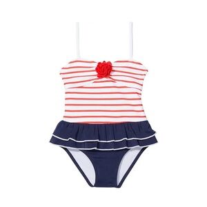 Janie and Jack Red and Navy Kids Swim One Piece
